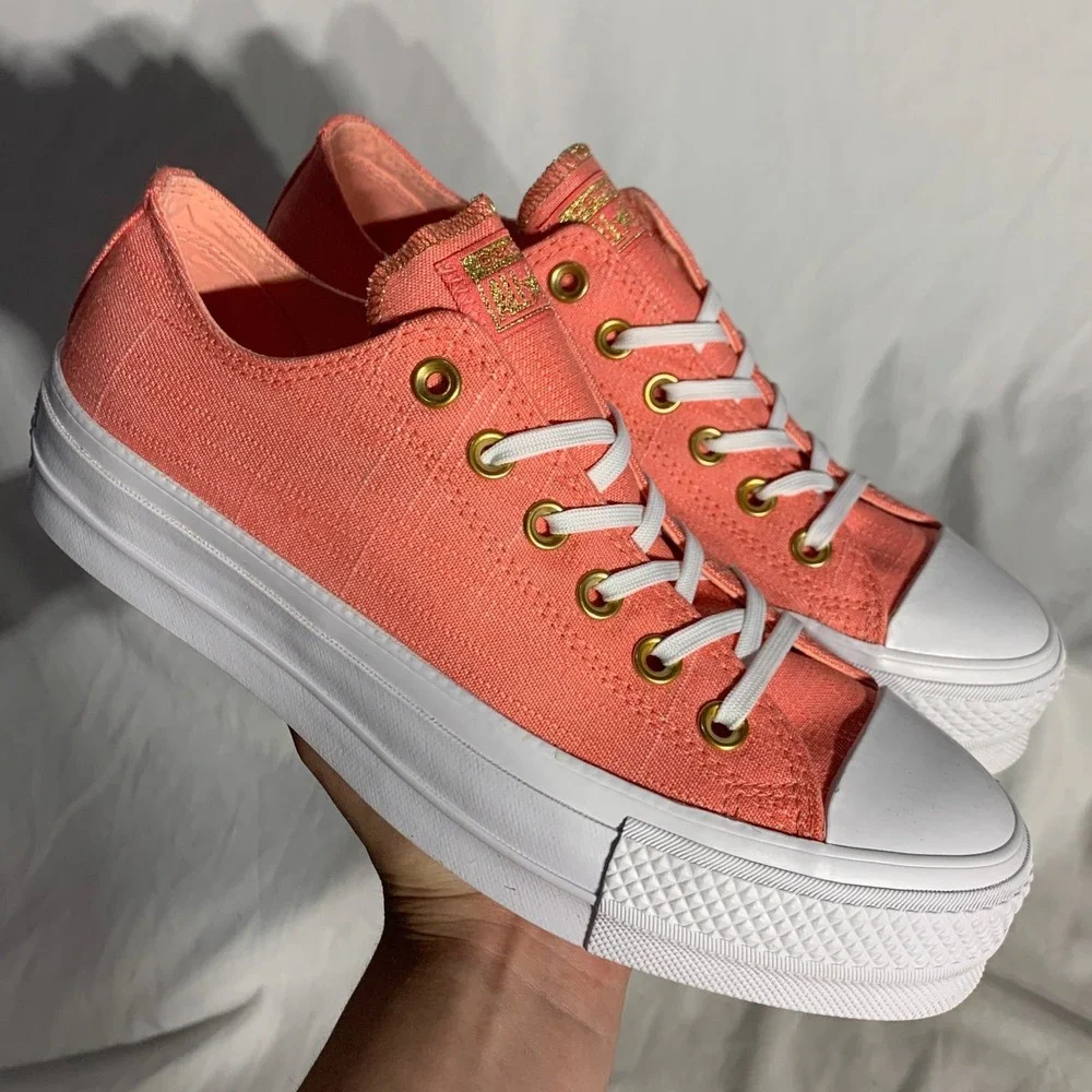 NEW Converse CTAS LIFT OX Orange White Platform Sneakers Size 8